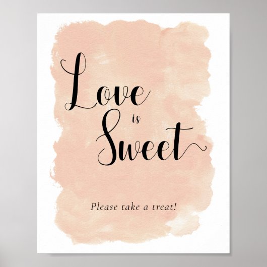 Blush roze Waterverf bruiloft dessert Table Sign Poster (Voorkant)
