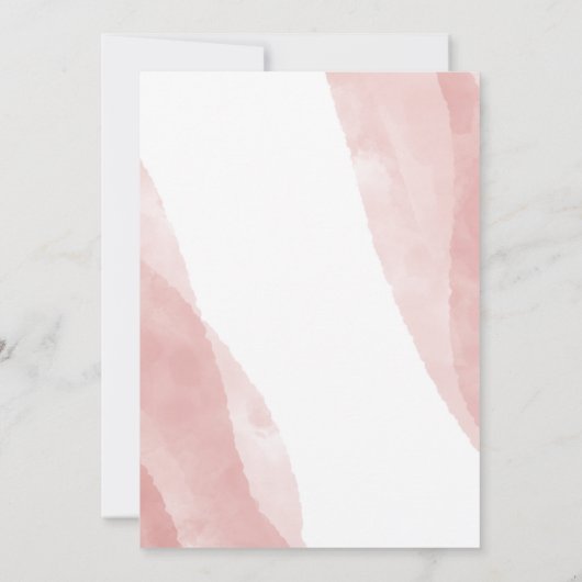 BLUSH Roze Waterverf bruiloft Kaart (Achterkant)