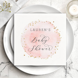 Blush Roze Waterverf Circle Baby shower Servet