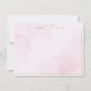 Blush Roze Waterverf en Gold Note Kaart