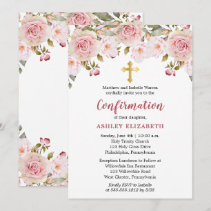 Blush roze Waterverf Floral Girl bevestiging Kaart