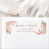 Blush Roze Waterverf Floral Greenery Adres Etiket (Insitu)
