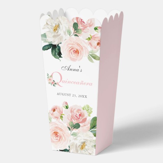 Blush Roze Waterverf Floral Quinceañera Bedankdoosjes (Voorkant)