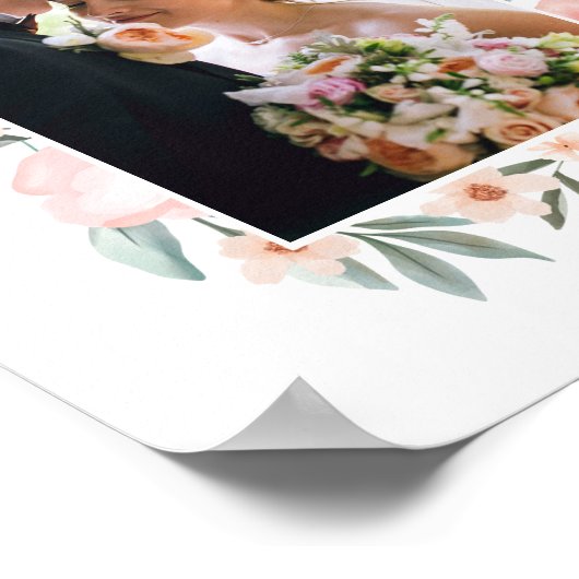 Blush Roze Waterverf Floral Roos & Sage Greenery Poster (Hoek)