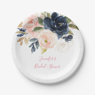 Blush roze   Waterverf Floral Vrijgezellenfeest Papieren Bordje