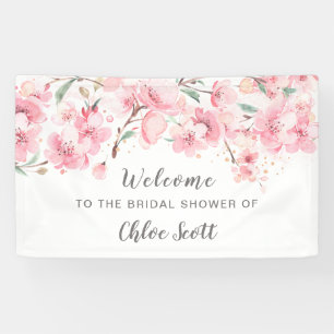 Blush Roze Waterverf Floral Vrijgezellenfeest Spandoek