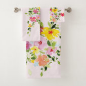 Blush roze waterverf florale bloem bad handdoek (Insitu)