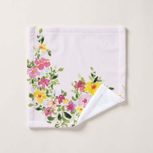 Blush roze waterverf florale bloem bad handdoek (Wasdoekje)