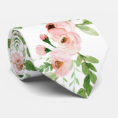 Blush roze waterverf florale bruiloft stropdas (Opgerold)