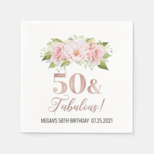 Blush roze Waterverf Flowers 50 & Fabulous Servet