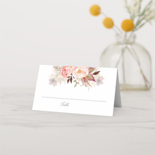 Blush Roze Waterverf Flowers Elegant Romantisch (Voorkant)