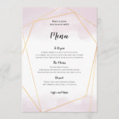 Blush Roze Waterverf Gouden Geometrische Bruiloft Menu (Voorkant)