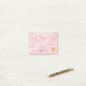 Blush Roze Waterverf Gouden Hart Post-it® Notes (Op bureau)