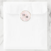 Blush Roze Waterverf Gouden Script Ampersand Ronde Sticker (Tas)