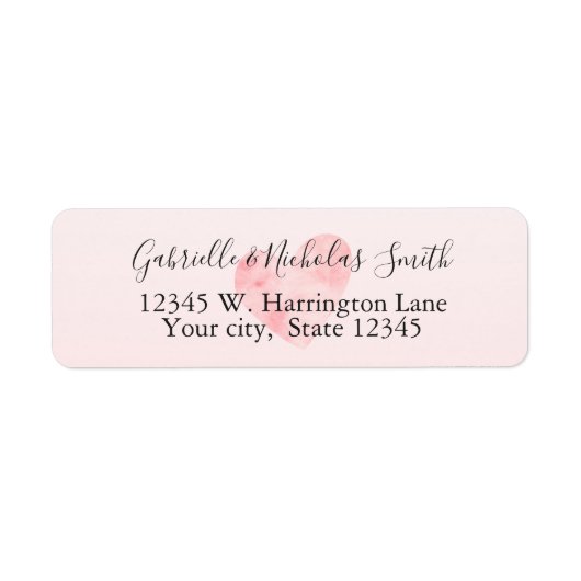 Blush roze Waterverf hart Etiket (Voorkant)