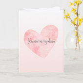 Blush roze Waterverf hart Kaart (Gele Bloem)