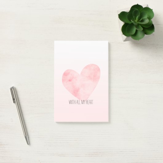 Blush roze Waterverf hart Post-it® Notes (Kantoor)