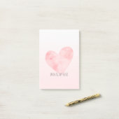 Blush roze Waterverf hart Post-it® Notes (Op bureau)