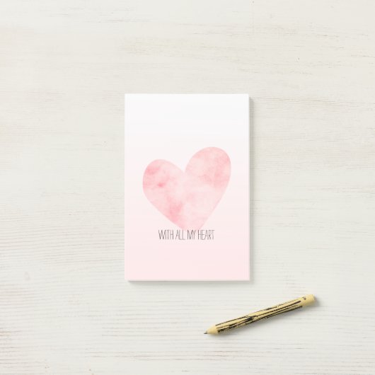 Blush roze Waterverf hart Post-it® Notes (Op bureau)