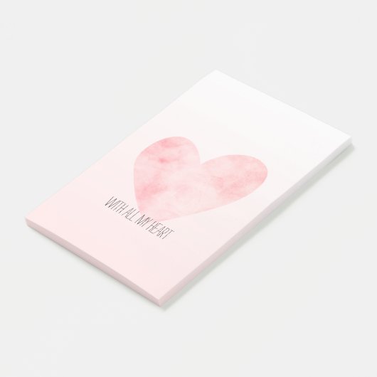 Blush roze Waterverf hart Post-it® Notes (Schuin)
