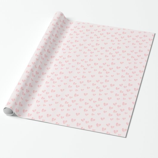 Blush roze Waterverf Harten Cadeaupapier (Uitgerold)
