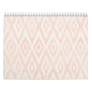 Blush roze Waterverf Ikat Geometric Painted Print Kalender