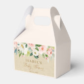 Blush Roze Waterverf & Kraft rustiek groen Baby Bedankdoosjes (Voorkant Zijde)