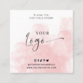 Blush Roze Waterverf Logo Cake Poppen Verzorging K Vierkante Visitekaartje (Achterkant)