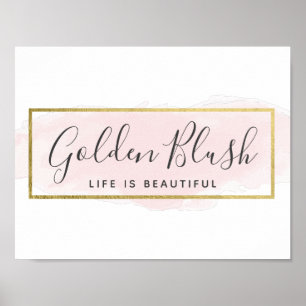 Blush roze Waterverf & Moderne Gold geometrische w Poster