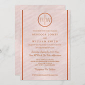 Blush Roze Waterverf Monogram Bruiloft 5 x 7 Kaart (Voorkant / Achterkant)