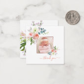 Blush roze Waterverf pioenrozen Baby Dank u Notitiekaartje (Voorkant / Achterkant in situ)