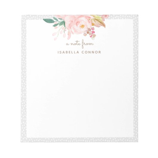 Blush Roze Waterverf Roos Floral Bouquet omlijst Notitieblok (Voorkant)