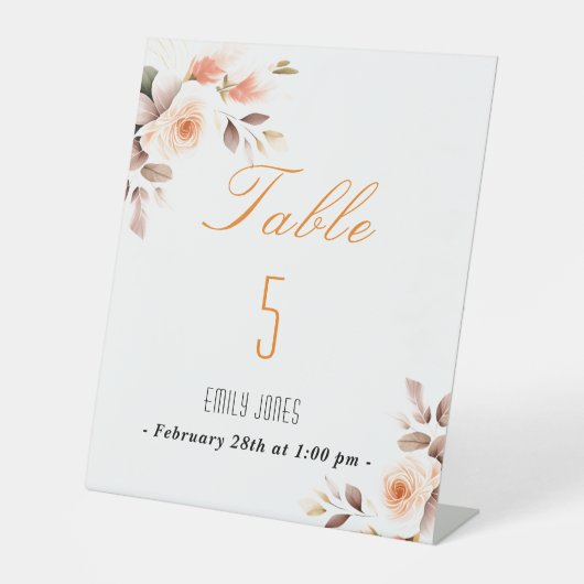 Blush roze waterverf roos floral vrijgezellenfeest reclamebord met voetstuk (Voorkant)