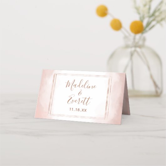 Blush Roze Waterverf Roos Goud Lijst Tafelnummer (Achterkant)