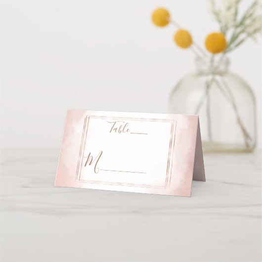 Blush Roze Waterverf Roos Goud Lijst Tafelnummer (Voorkant)