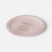 Blush roze Waterverf & Roos gouden bruiloft monogr Papieren Bordje (Gekanteld)