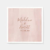 Blush roze Waterverf & Roos gouden bruiloft monogr Servet (Voorkant)