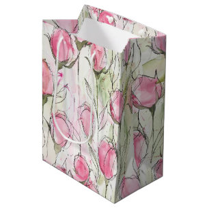 Blush Roze Waterverf Rosebuds Medium Cadeauzakje
