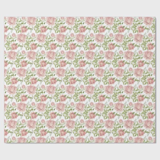 Blush Roze Waterverf Rozen Cadeaupapier (Vlak)
