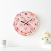  Blush Roze Waterverf Rozen Grote Klok (Huis)