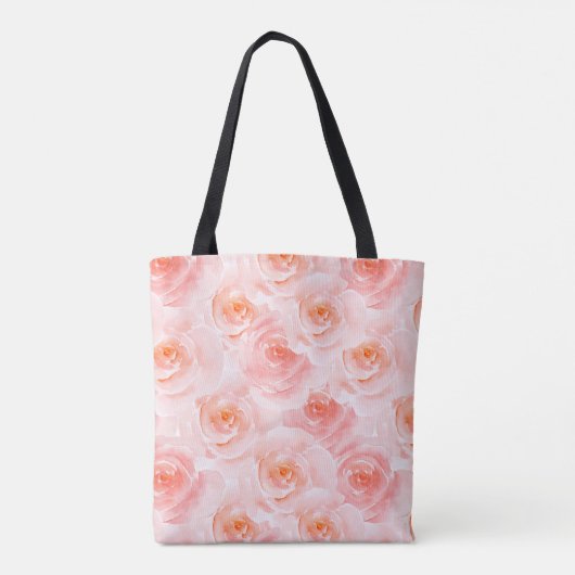  Blush Roze Waterverf Rozen Tote Bag (Achterkant)