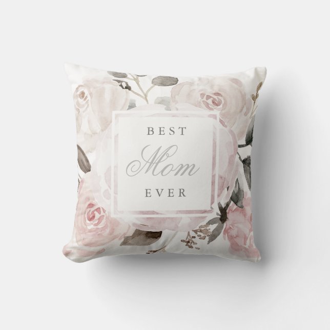  Blush Roze Waterverf Rozen | Voor mam Kussen (Voorkant)