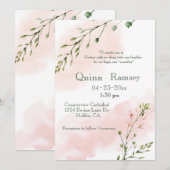 Blush Roze Waterverf Script Weddenschap Kaart (Voorkant / Achterkant)