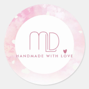BLUSH ROZE WATERVERF STAR CIRCLE HOLLOW LOGO RONDE STICKER