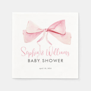 Blush roze Waterverf strik lint meisje Baby shower Servet