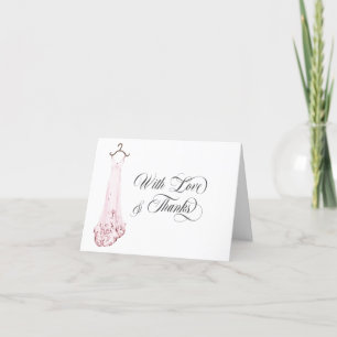 Blush Roze Waterverf Trouwjurk Vrijgezellenfeest Bedankkaart