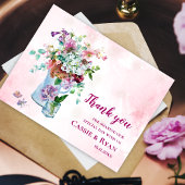 Blush Roze Waterverf Wildflower Wedding Bedankt Briefkaart