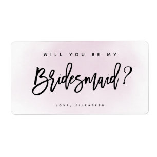 Blush roze Waterverf zal je mijn Bridesmaid zijn Etiket
