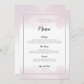 Blush Roze Waterverven Zwart Script Bruiloft Menu (Voorkant / Achterkant)