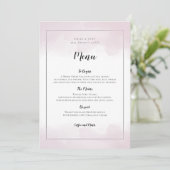 Blush Roze Waterverven Zwart Script Bruiloft Menu (Staand voorkant)